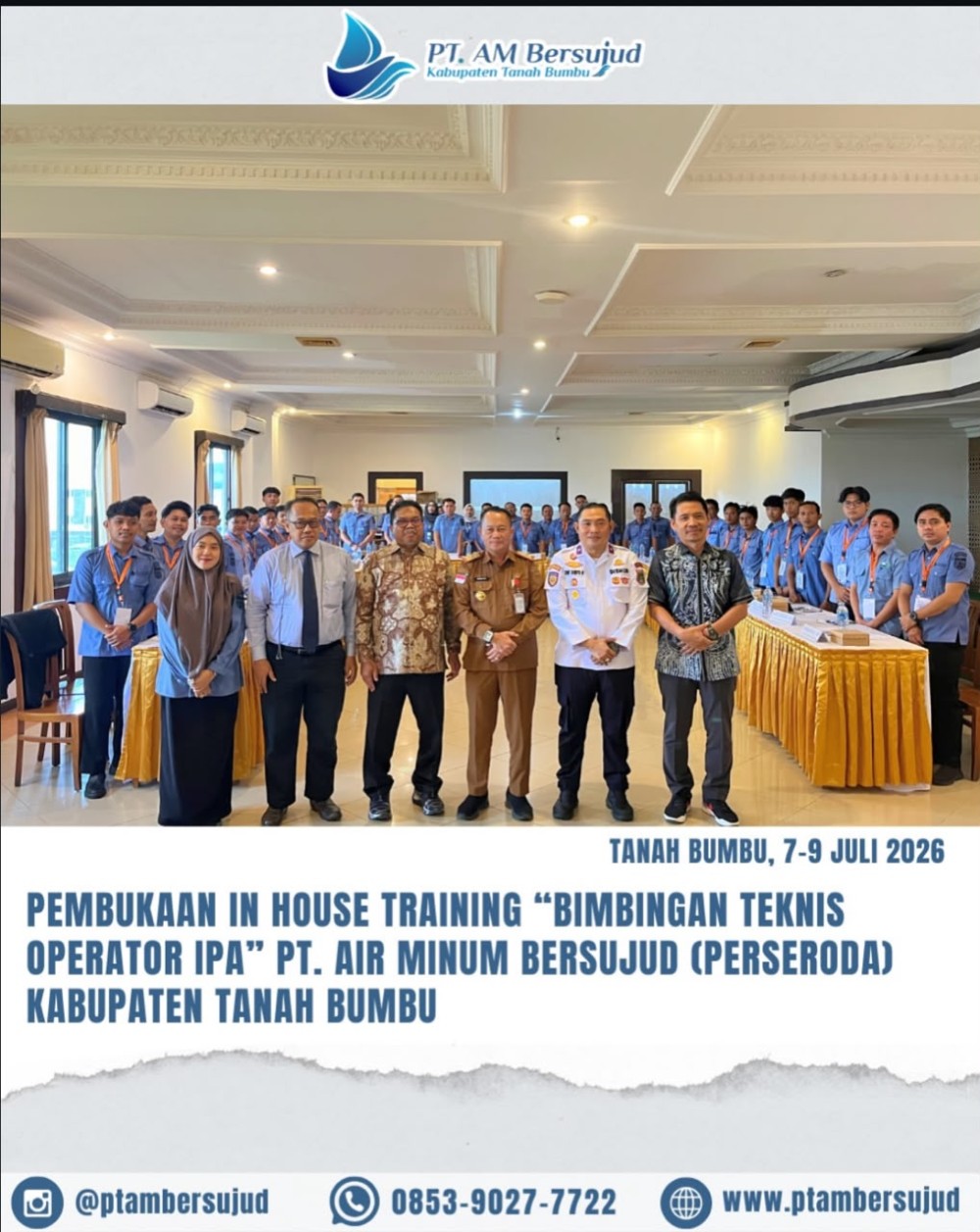 PT Air Minum Bersujud Gelar In House Training Bimbingan Teknis Operator IPA untuk Tingkatkan Kompetensi SDM