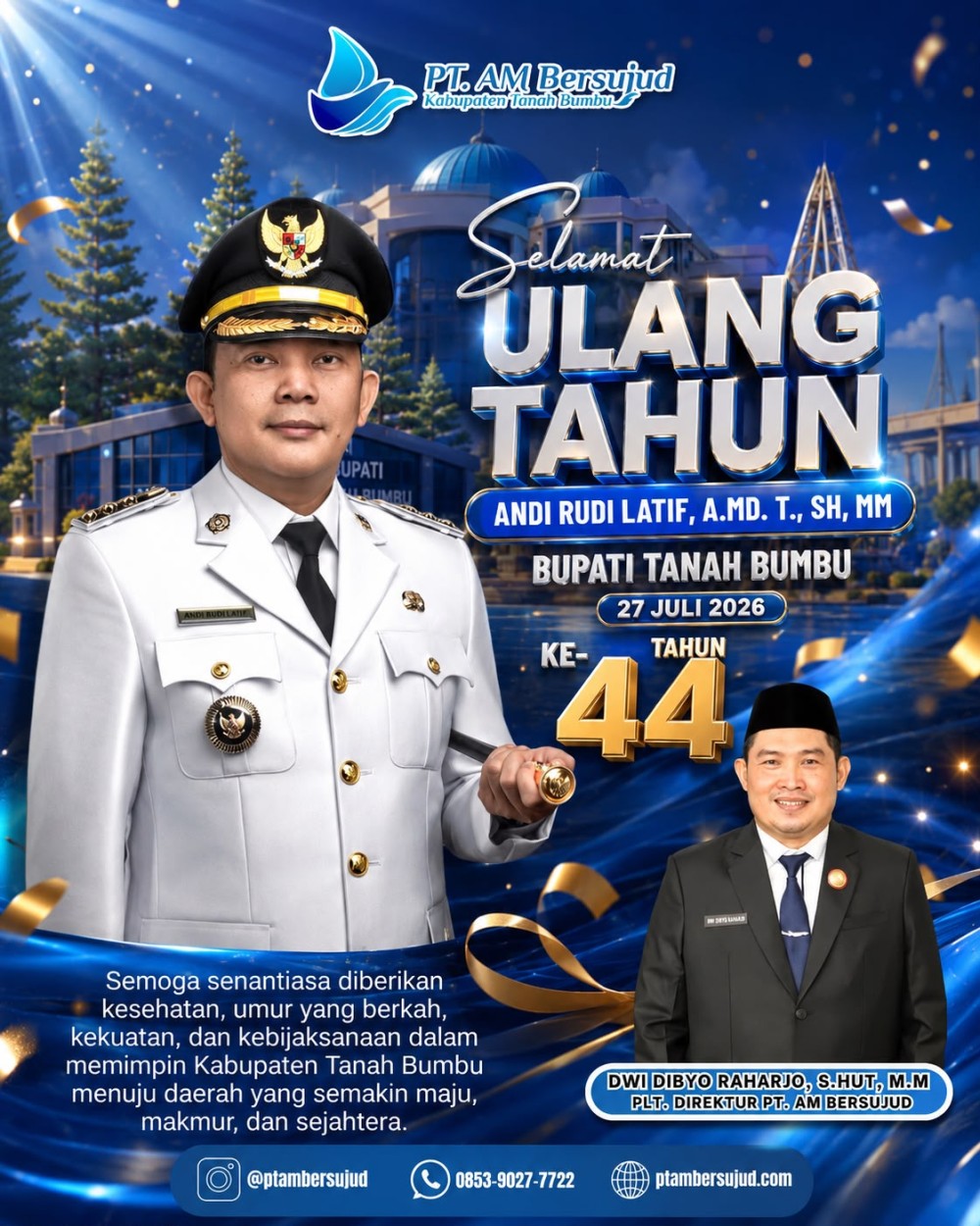 PT. AM Bersujud Sampaikan Ucapan Selamat Ulang Tahun ke-44 untuk Bupati Tanah Bumbu  Tanah Bumbu